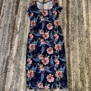 Bebe Floral Paisley Stretchy Midi T-Shirt Dress XL